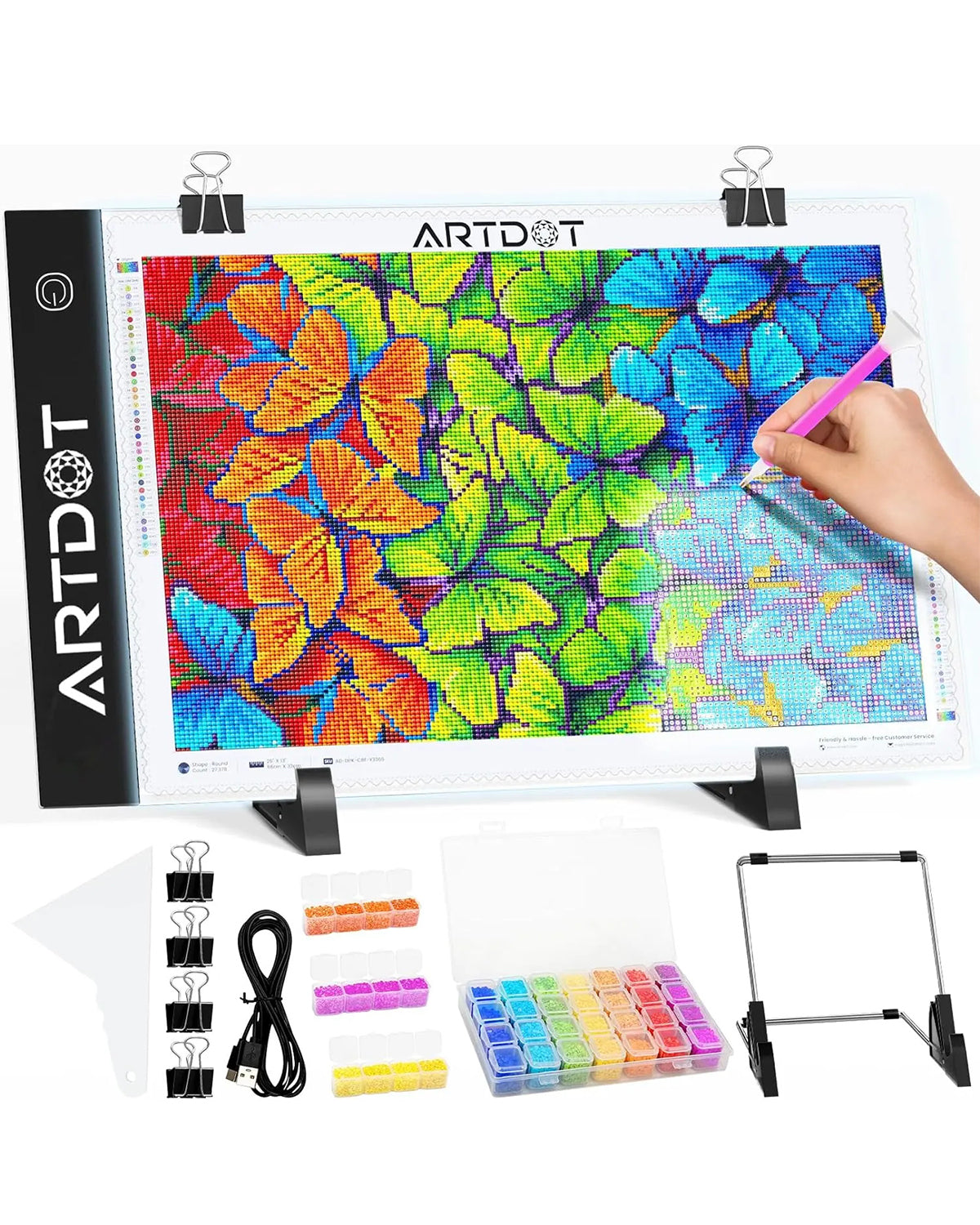 New Upgrade 5D Diamond Painting A3/A4/A5 LED Light Pad - Tracing Light Box  for Drawing, Adjustable Brightness, with USB Powered Projector Kit