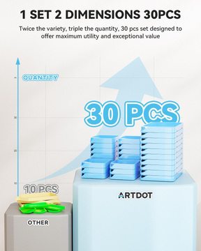 ARTDOT 30-Piece Stackable Blue Tray Set
