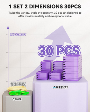 ARTDOT 30-Piece Stackable Purple Tray Set