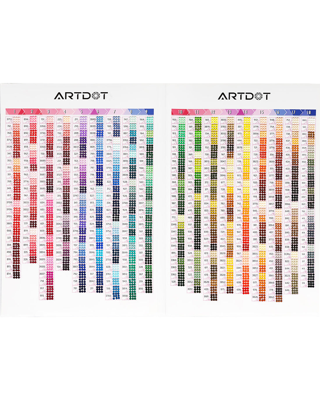 DMC Diamond Painting Color Chart Matching Colors and Codes| ARTDOT®