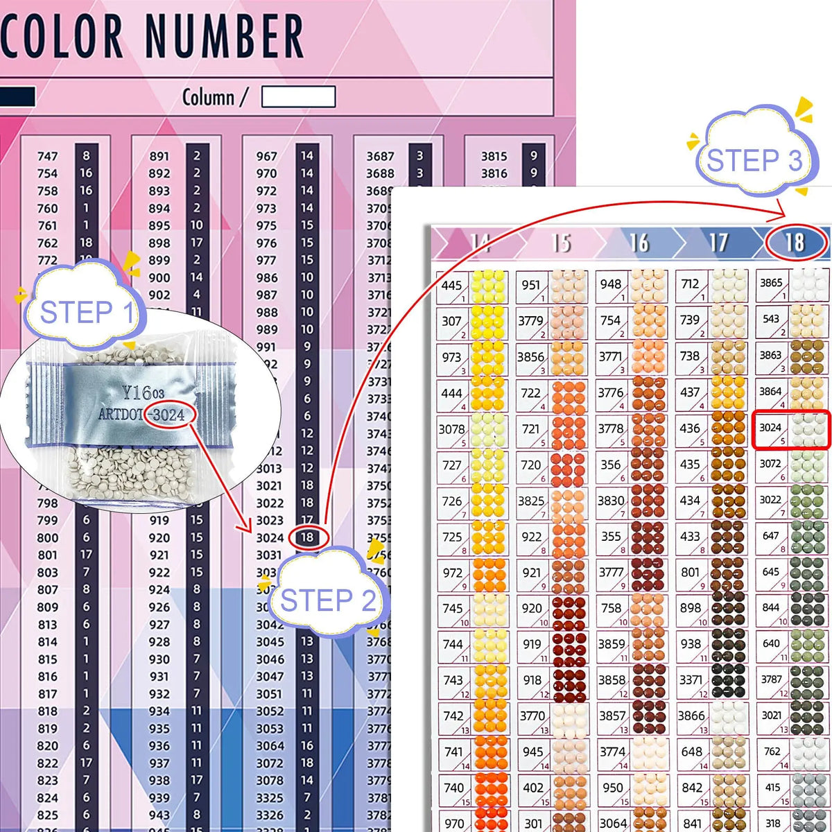 DMC Diamond Painting Color Chart Matching Colors and Codes| ARTDOT®