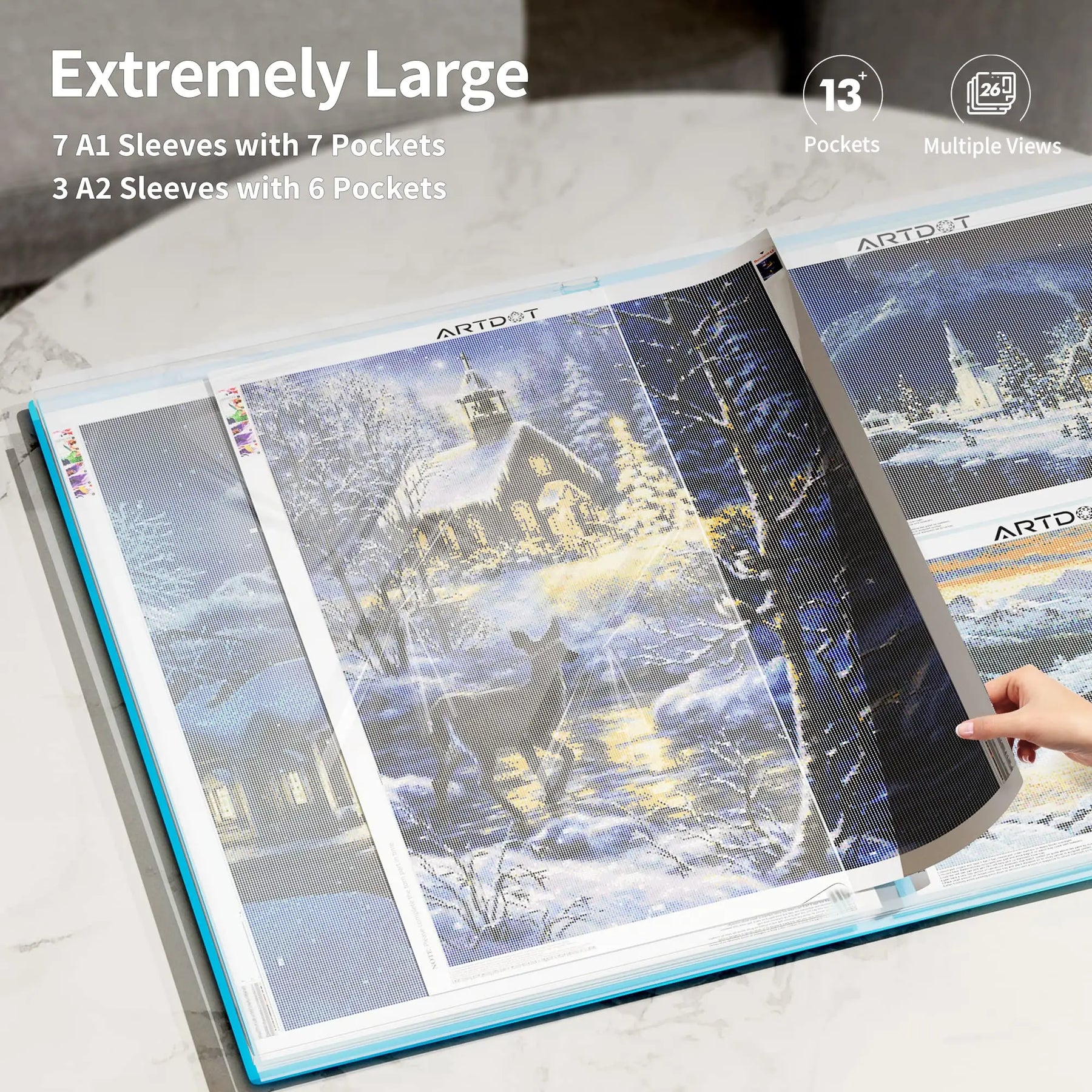 Painting Drawing Folder Bag Large Capacity Diamond Art Storage Portfolio (a3/8k, 30 Pages), Size: 44.4x35x2.5cm