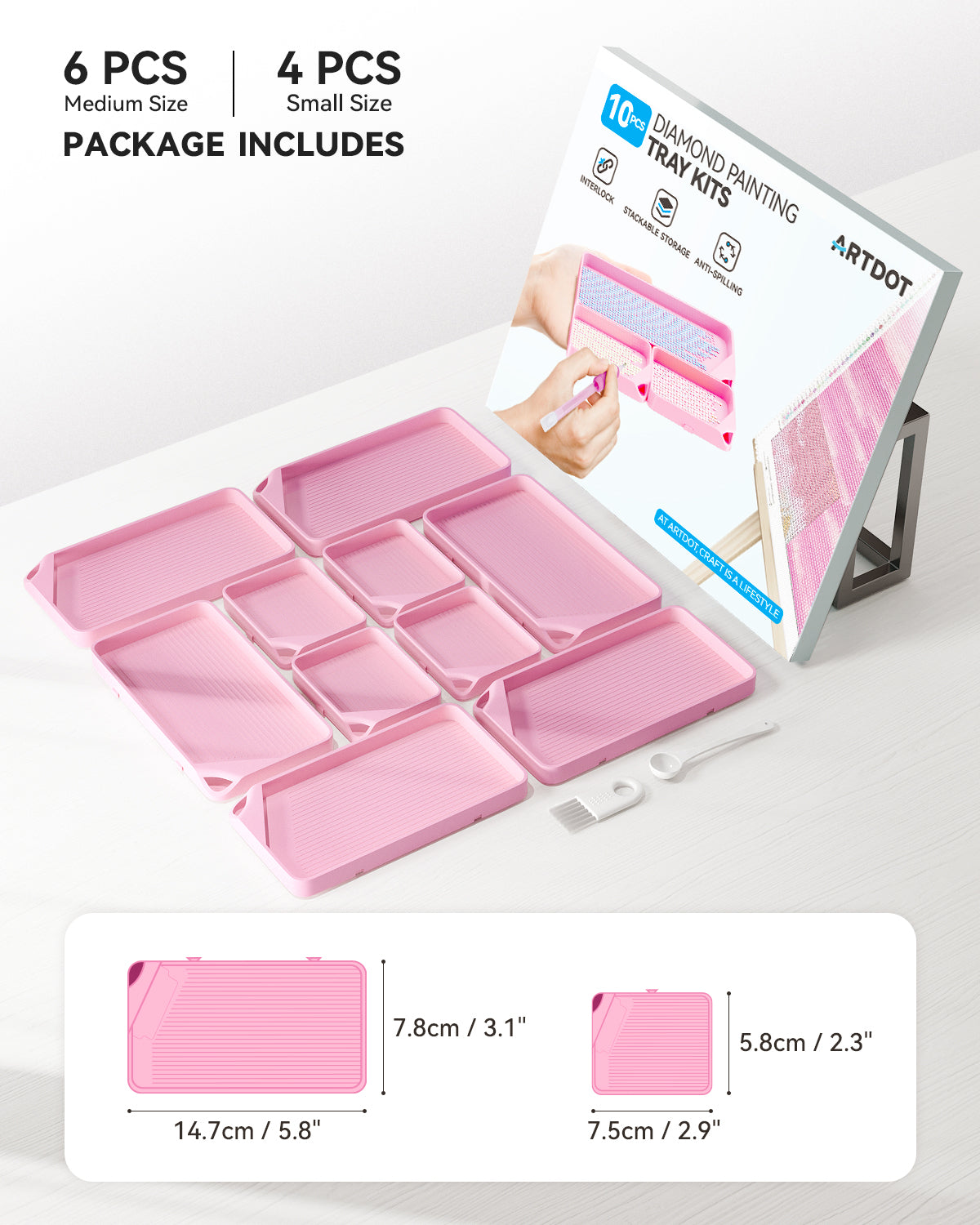 Diamond Painting Trays Kit - 10 pink pieces