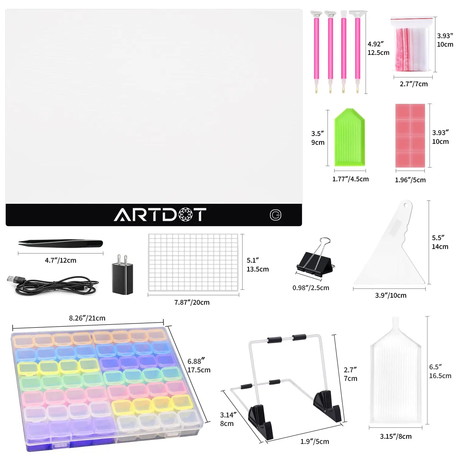  A4 LED Light Pad for Diamond Painting, Super Bright USB Powered  Light Board Kit with Detachable Stand, and Black Pad Clip (Pad and Bag)