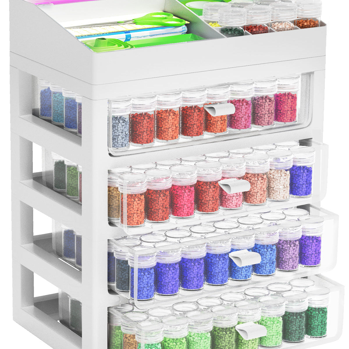 ARTDOT Diamond Painting Storage, 4 Pack Stackable Bead Organizer 140 Slots  Individual Containers with Diamond Art Accessories and Tools for Beads Nail